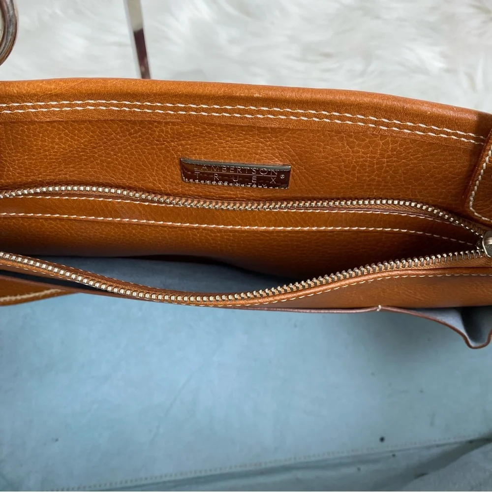 Lambertson Truex Large Striped Kansas Canvas and Leather Tote